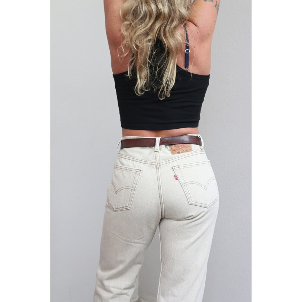 1990's  Levi's 501 USA Made Oatmeal Button Fly Jeans Women's SM MD 32" 33" Waist - Picture 11 of 11